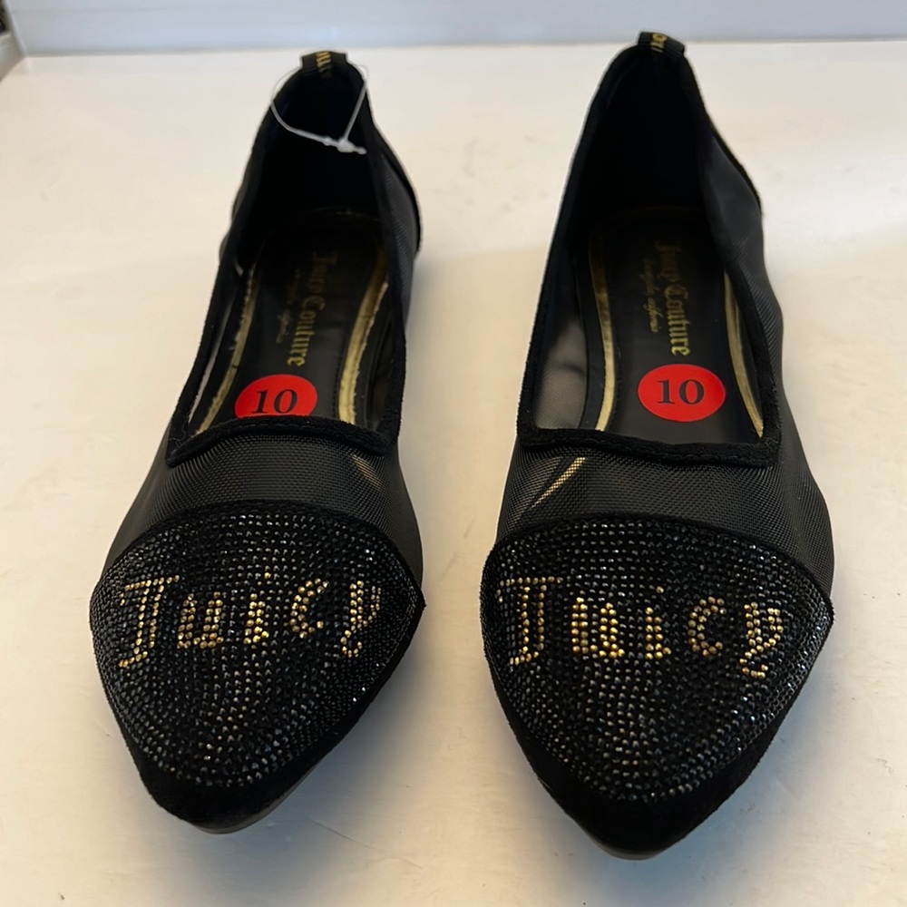 Juicy Couture Sparkly Toe Mesh Body Flat Slip On Shoes Size 10 New NWOT